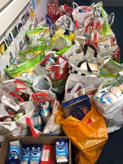 Collection for the local food bank: