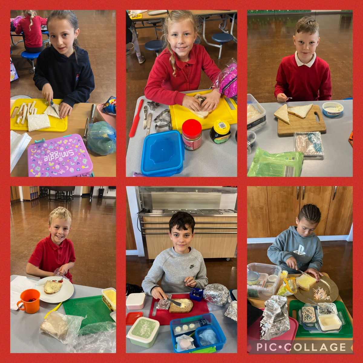Six pupils in the cooking competition.