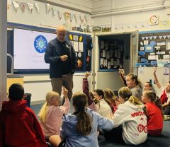 Mr Davies with year 6 pupils
