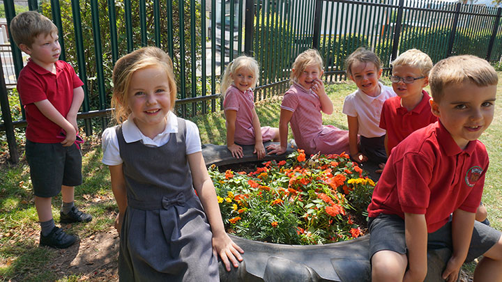 Photo of children at Ysgol Gymraeg Cwmbrân