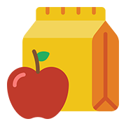 Icon showing an apple and lunchbox