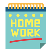 Icon showing a notepad with the word Homework