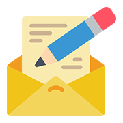 Icon showing a pencil, letter and envelope